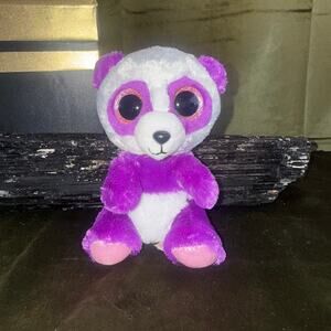 TY Beanie Boo Boom Boom Panda Plush – Purple & White – EUC NWOT